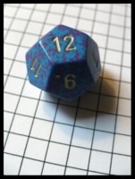 Dice : Dice - 12D - Blue and Purple With Bronze Numerals